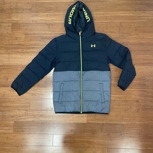 Under Armour Kids' Black and Gray Hoodie with Yellow Accents